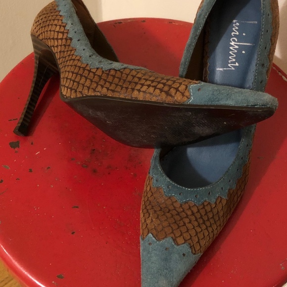 Luichiny Snake Print Brown and Blue Heels 7 1/2 - Picture 6 of 9